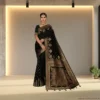 Festive Banarasi Drape – Dark Olive Green with Antique Gold Accents