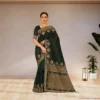 Festive Banarasi Drape – Deep Forest Green with Antique Gold Accents