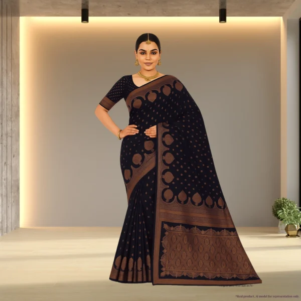 Festive Banarasi Drape – Plum Wine with Antique Gold Accents