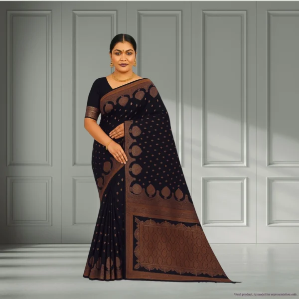 Festive Banarasi Drape – Plum Wine with Antique Gold Accents