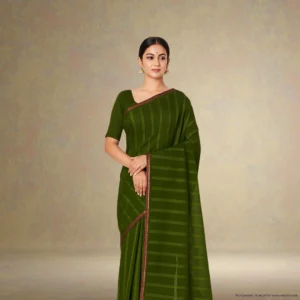 SS0BB0-1 (3) Cotton Drape – Deep Olive Green with Subtle Stripes