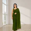 Cotton Drape – Deep Olive Green with Subtle Stripes