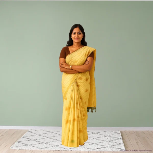 Chiffon Saree - Bronze Sunshine Yellow Two Tone