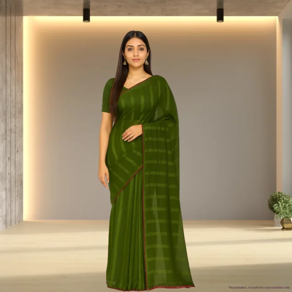 Cotton Drape – Deep Olive Green with Subtle Stripes