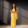 Chiffon Saree - Bronze Sunshine Yellow Two Tone