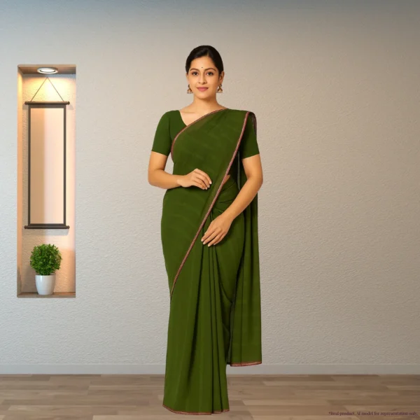 Cotton Drape – Deep Olive Green with Subtle Stripes