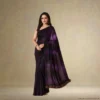 Georgette Festive Drape – Royal Ombre Violet with Subtle Zari Stripes