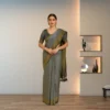 Chiffon Saree - Stone Grey Two Tone