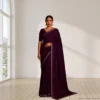 Cotton Silk Drape in Wine Color with Silver Border