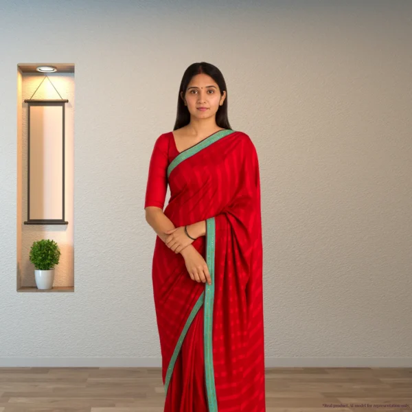 Cotton Drape – Deep Crimson with Subtle Stripes