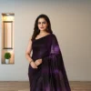Georgette Festive Drape – Royal Ombre Violet with Subtle Zari Stripes