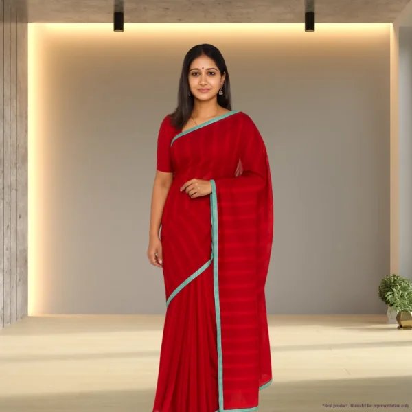 Cotton Drape – Deep Crimson with Subtle Stripes