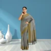 Chiffon Saree - Stone Grey Two Tone