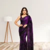 Georgette Festive Drape – Royal Ombre Violet with Subtle Zari Stripes