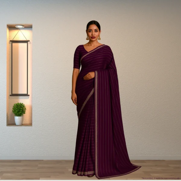 Cotton Silk Drape in Wine Color with Silver Border