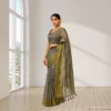 Chiffon Saree - Stone Grey Two Tone