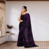 Georgette Festive Drape – Royal Ombre Violet with Subtle Zari Stripes