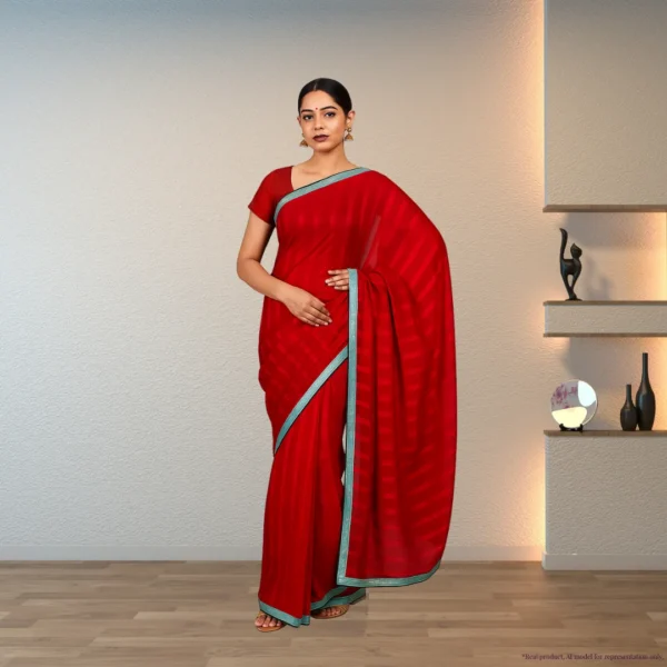 Cotton Drape – Deep Crimson with Subtle Stripes