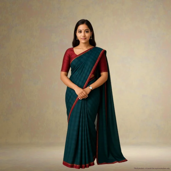 Cotton Drape – Midnight Teal with Subtle Stripes