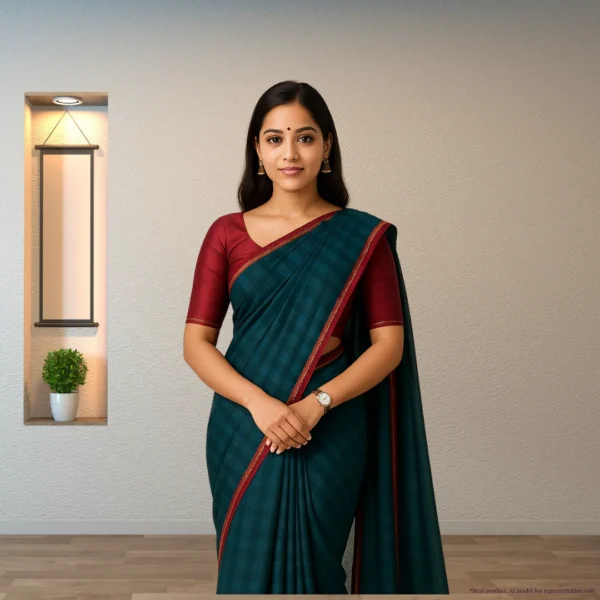 Cotton Drape – Midnight Teal with Subtle Stripes