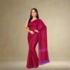 Georgette Festive Drape – Royal Magenta with Subtle Zari Stripes