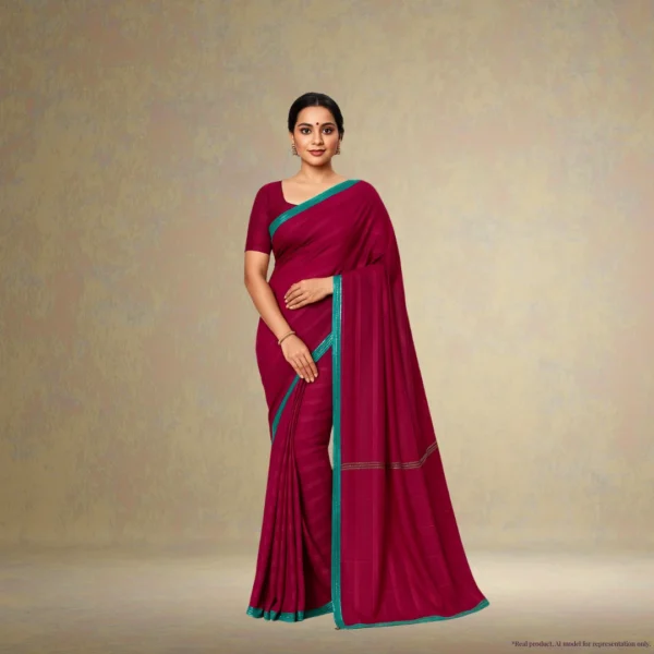 Cotton Drape – Deep Rose Red with Subtle Stripes