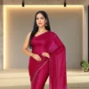 Georgette Festive Drape – Royal Magenta with Subtle Zari Stripes