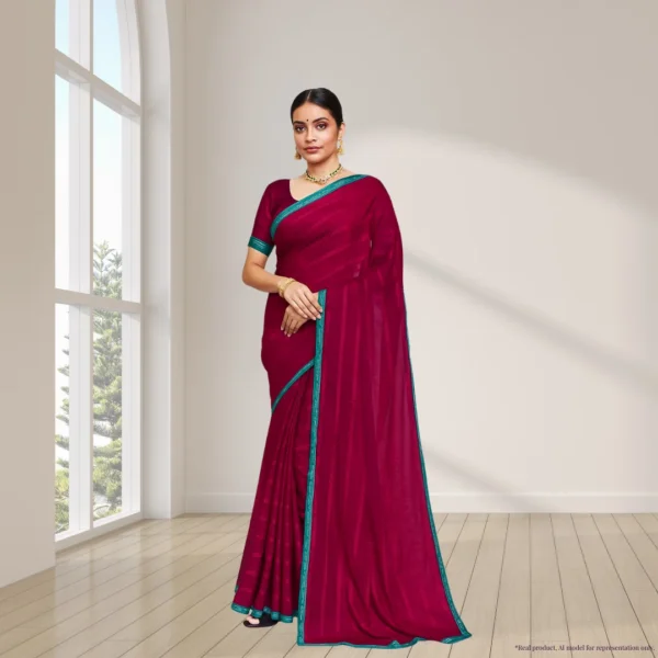 Cotton Drape – Deep Rose Red with Subtle Stripes