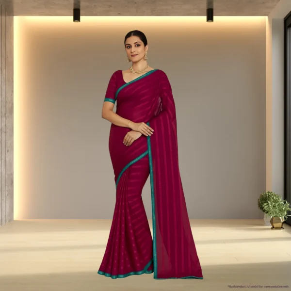 Cotton Drape – Deep Rose Red with Subtle Stripes