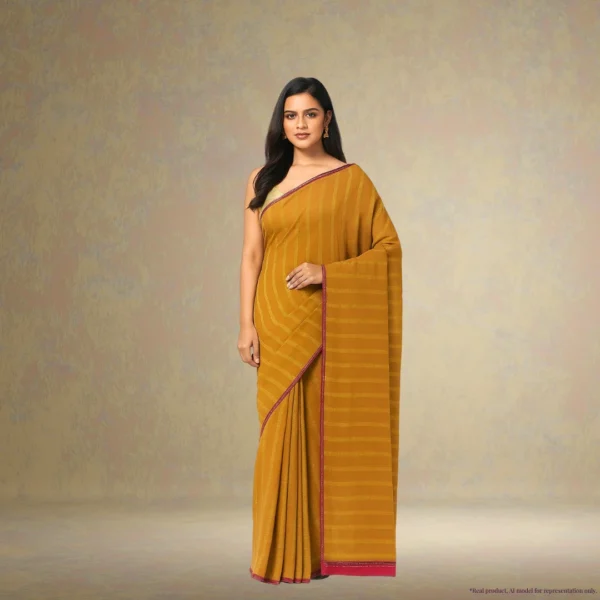 Cotton Drape – Golden Ochre with Subtle Stripes
