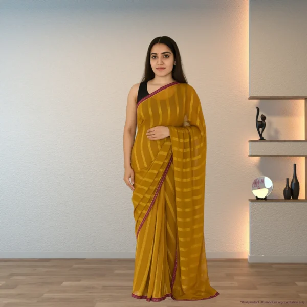 Cotton Drape – Golden Ochre with Subtle Stripes