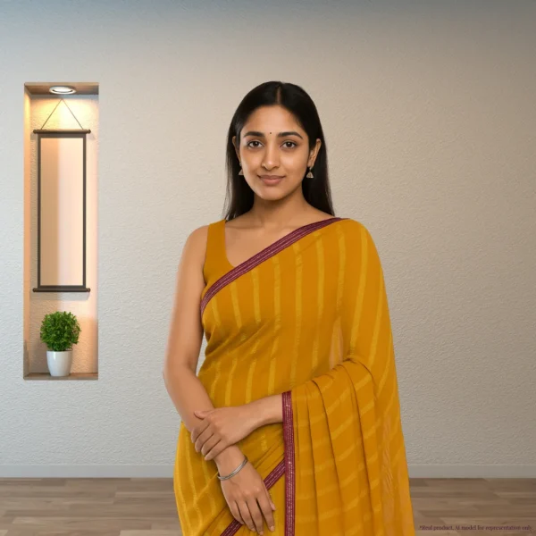 Cotton Drape – Golden Ochre with Subtle Stripes