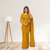 Cotton Drape – Golden Ochre with Subtle Stripes