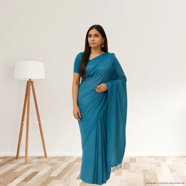 Pure Chiffon Drape – Teal with Silver Stripes