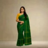 Cotton Silk Saree - Green with Golden Stripes