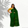 Cotton Silk Saree - Green with Golden Stripes