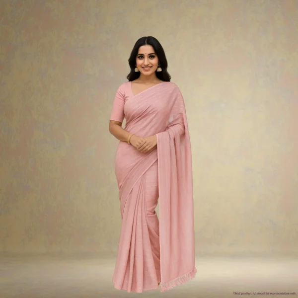 Pure Chiffon Drape – Blush Sand with Silver Stripes