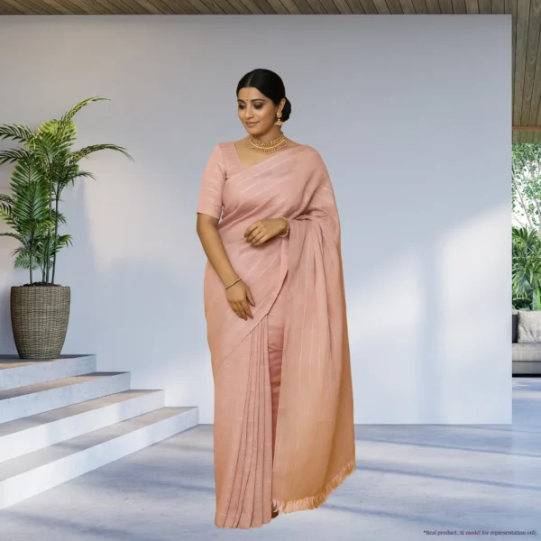 Pure Chiffon Drape – Blush Sand with Silver Stripes