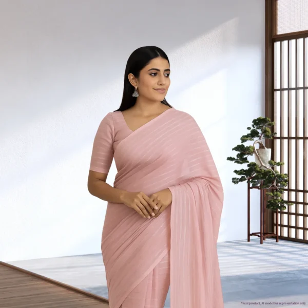 Pure Chiffon Drape – Blush Sand with Silver Stripes