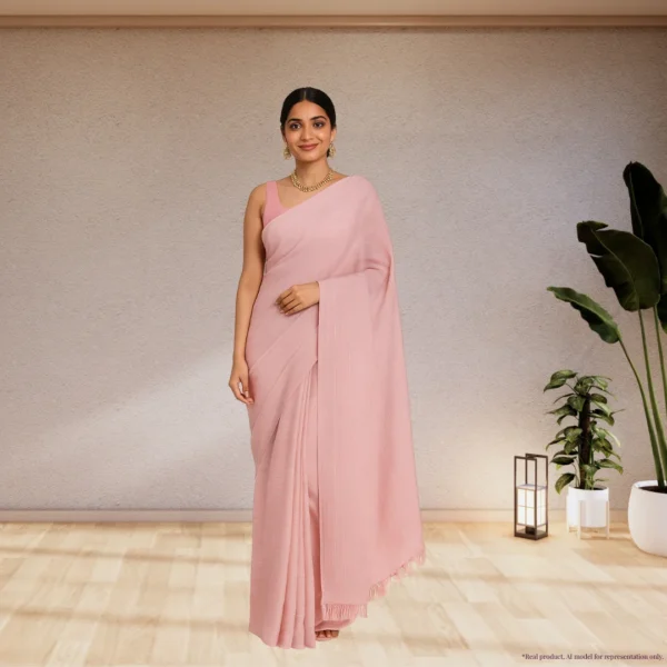 Pure Chiffon Drape – Blush Sand with Silver Stripes