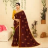 Dola Silk Drape – Royal Maroon with Yellow Motifs