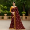 Dola Silk Drape – Royal Maroon with Yellow Motifs