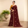 Dola Silk Drape – Royal Maroon with Yellow Motifs