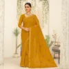 Dola Silk Drape – Mustard Yellow with Yellow Motifs