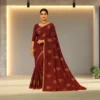 Dola Silk Drape – Deep Red with Yellow Motifs