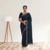 Festive Georgette Saree - Dark Navy Blue