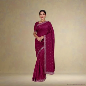 SS0GE0-2 Festive Georgette Saree - Deep Magenta