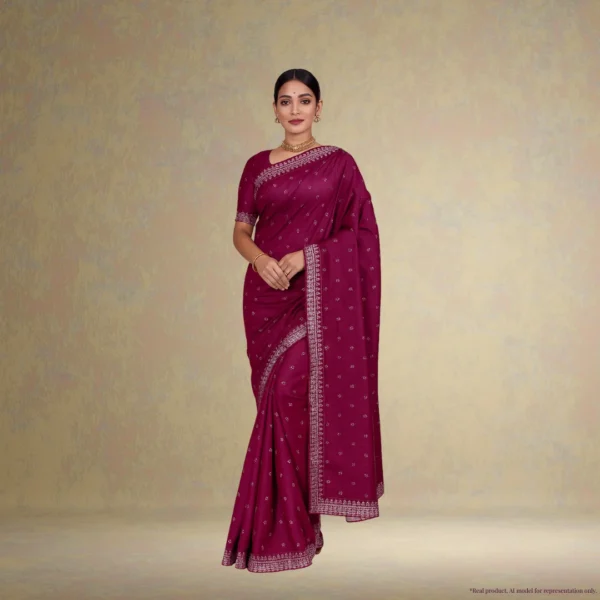 Festive Georgette Saree - Deep Magenta