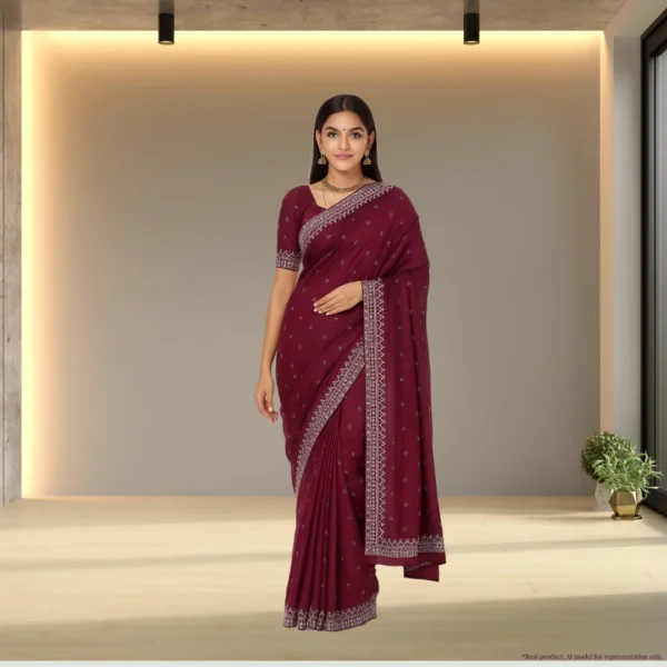 Festive Georgette Saree - Deep Magenta