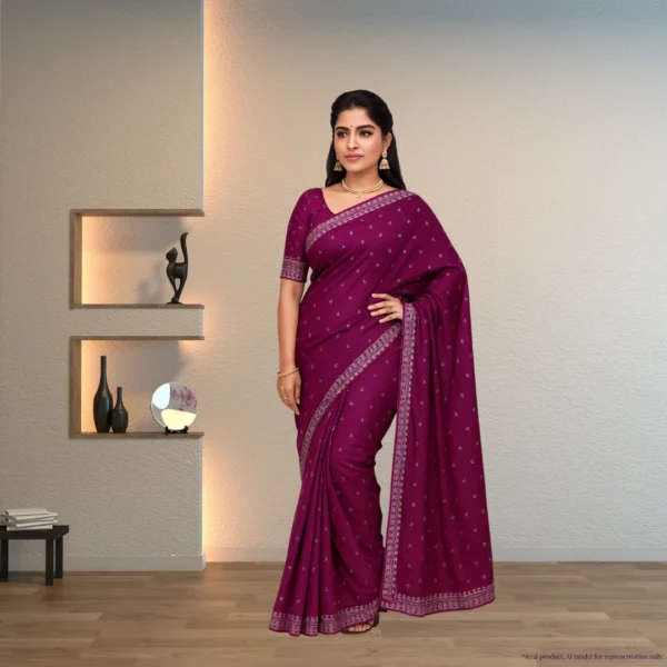 Festive Georgette Saree - Deep Magenta